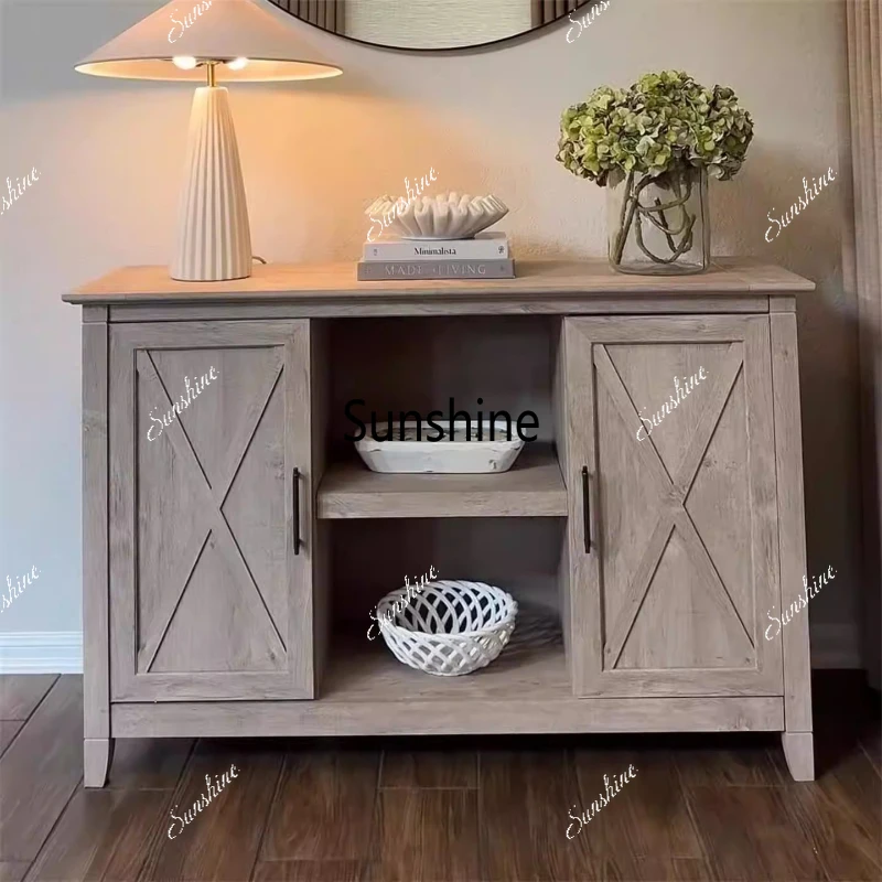 

Американский деревенский обеденный буфет из массива дерева, многоуровневый, для хранения, для дома, гостиной, в стиле ретро