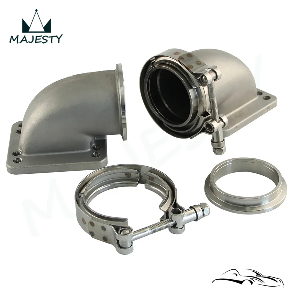 

2.5" Vband 2PCS 90 Degree Steel Cast Elbow Adapter Flange For T3 T4 Turbo+Clamps