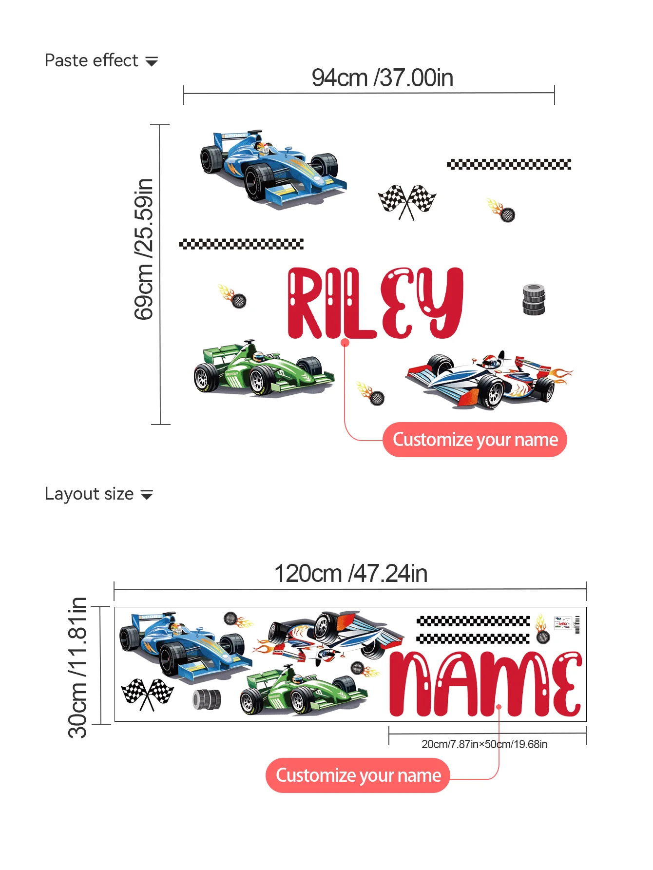 ملصق حائط مخصص [سيارة] تخصيص النص! مناسبة للمنزل والمكتب وغرفة الأطفال والمكان التجاري