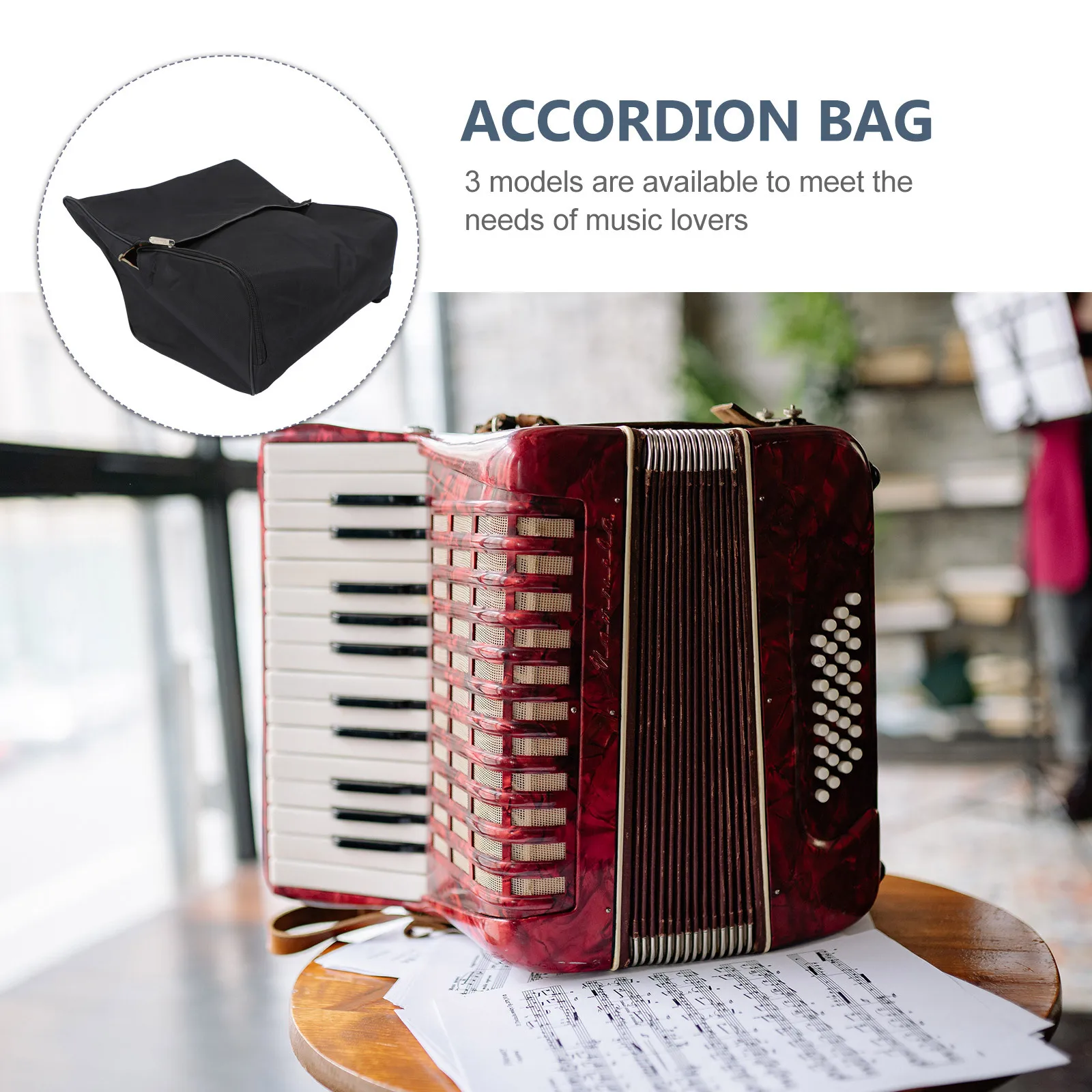 

Adjustable Strap Black Accordion Pouch Oxford Cloth Dustproof Storage for Concerts Churches Music Studios Schools
