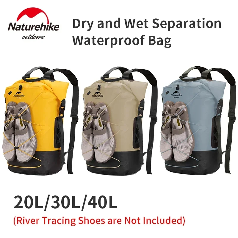 Naturehike Backpack Waterproof Rucksack Dry Wet Separation Bag for Outdoor Travel Camping 20/30/40 L Lightweight 430g IPX6 TPU