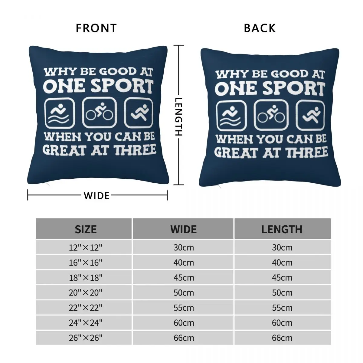 Triathlon Swimming Cycling Running Square Pillowcase Pillow Cover Cushion Zip Decorative Comfort Throw Pillow for Home Car