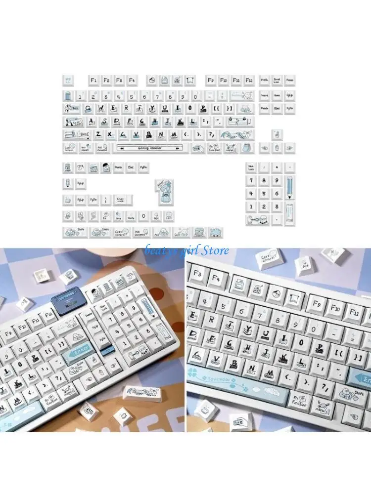 

C7AB 136 Original Height Sea Salt Course PBT Keycap Dye Sublimation Key Cover for Keyboards