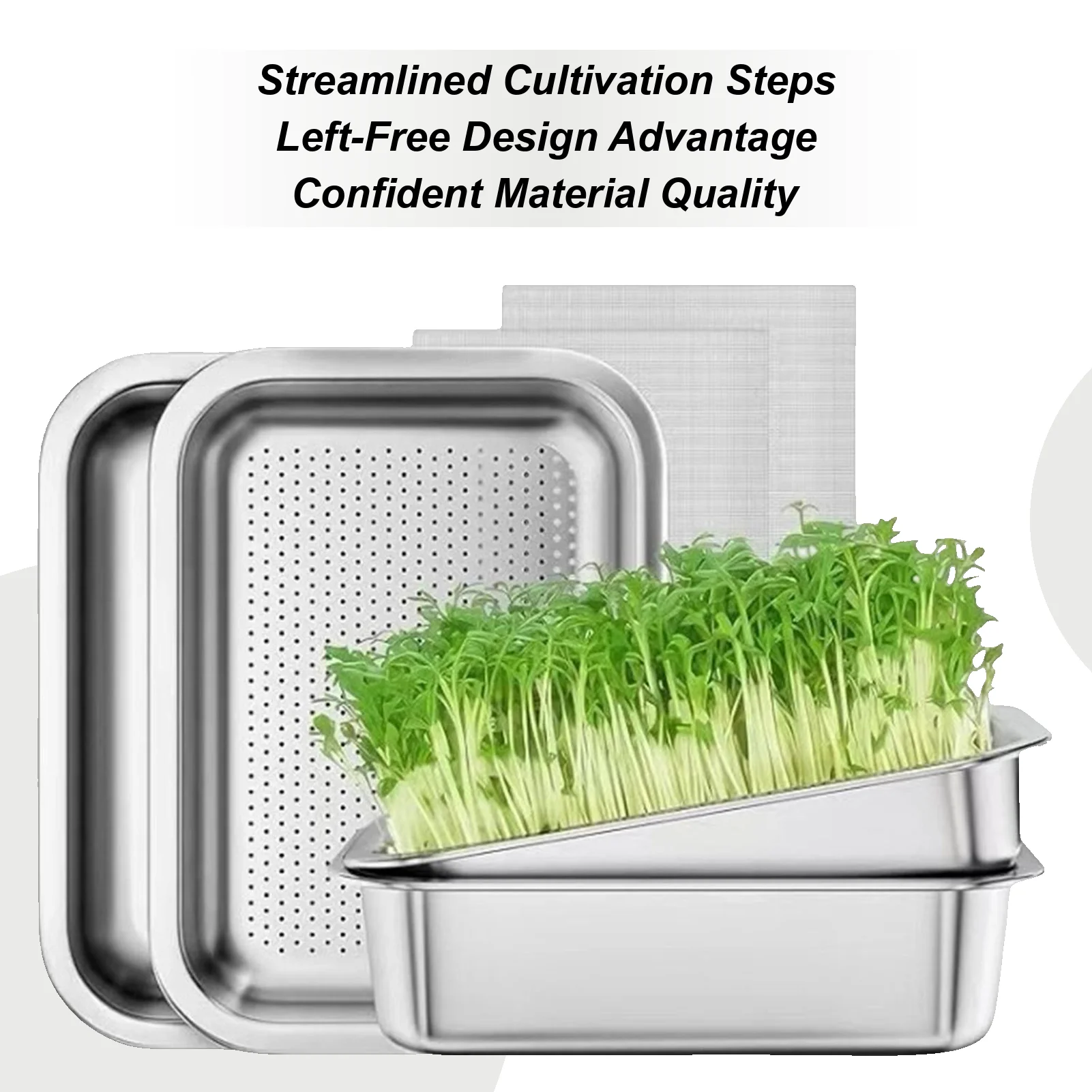 

Stainless Steel Bean Sprout Cultivation Set Seedling Tray Hydroponic Cat Grass Tray Planting Tray Rectangular Planting Tray