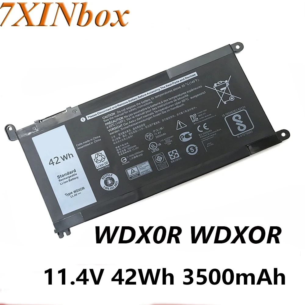 7XINbox 11.4V 42Wh/3500mAh WDX0R WDXOR T2JX4 3CRH3 Laptop Battery For Dell Inspiron 15-5570 5567 5575 5580 7570 7378 5739 Series