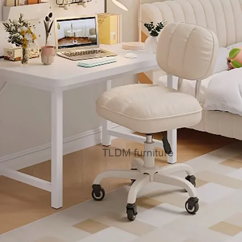 Comfy Swivel Office Chair Beige Wheels Glides Home Pink Study Chair Height Extender Sillas De Oficina Garden Furniture Sets