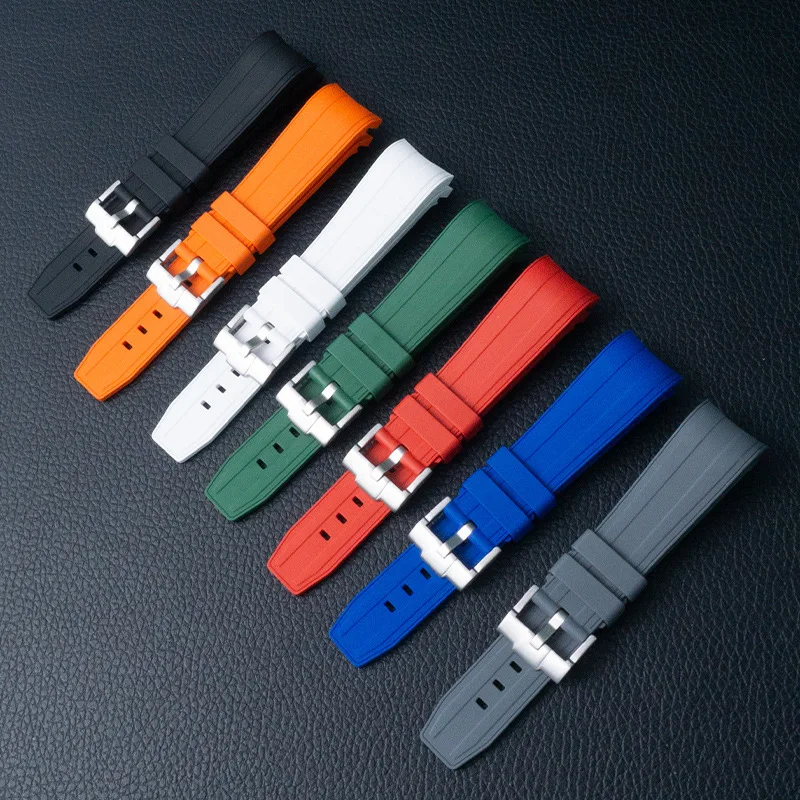 

FKM Rubber watch strap 21mm Waterproof Silicone wristband For submariner DEEPSEA Oysterflex rolex watchband band