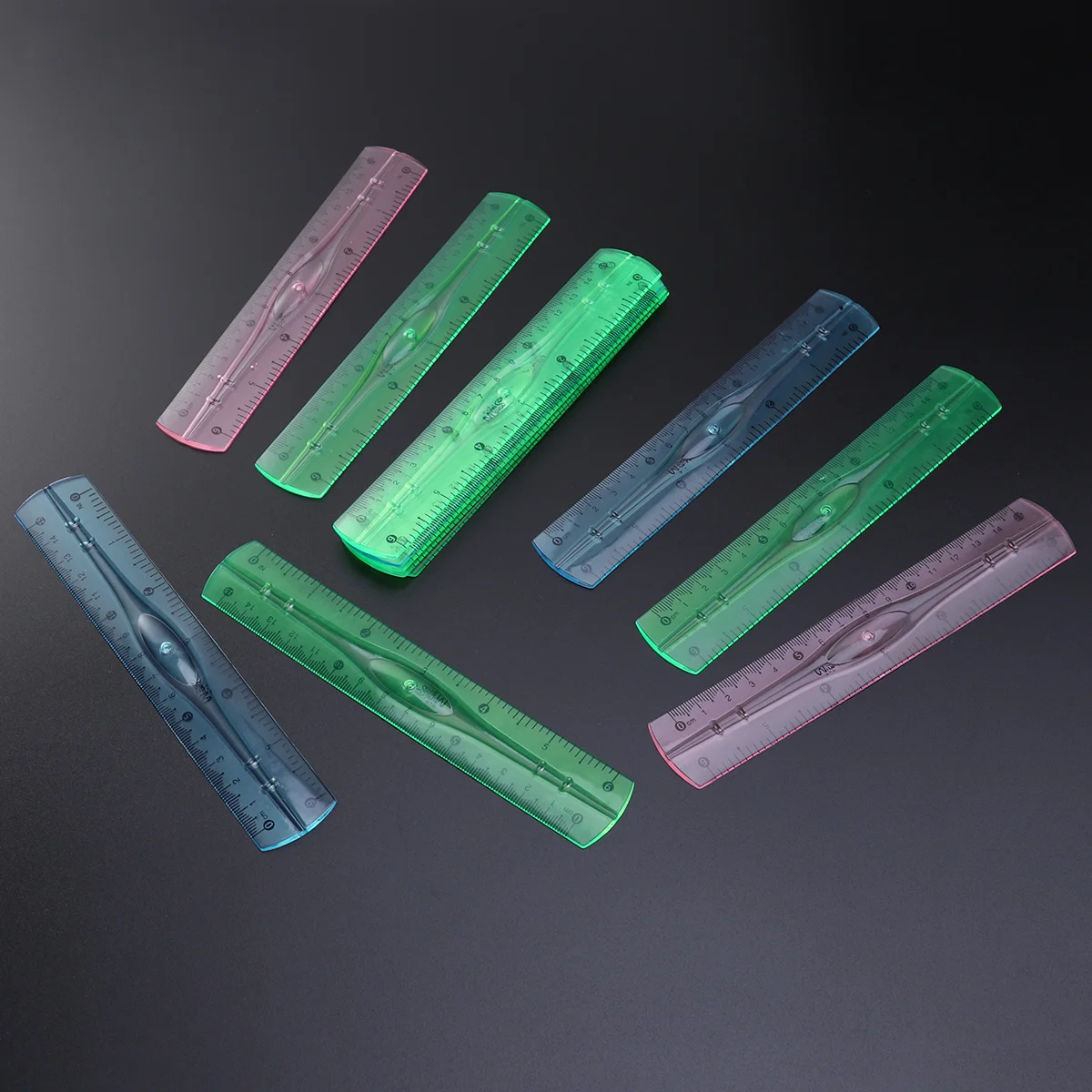 12 Pcs Plastic Transparent Rulers School Students Stationery Office Measuring Ruler 15CM (Random Color)