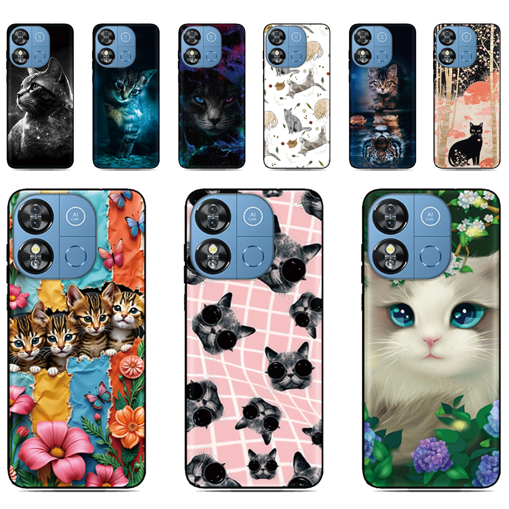 Katzen-Anime DIY Handyhülle für Ulefone Note 20 19 18 Ultra 10 12 13 14 15 16 17 Pro 13P 12P 11P 10P Silikon Weiche Rückseite Schutzhülle