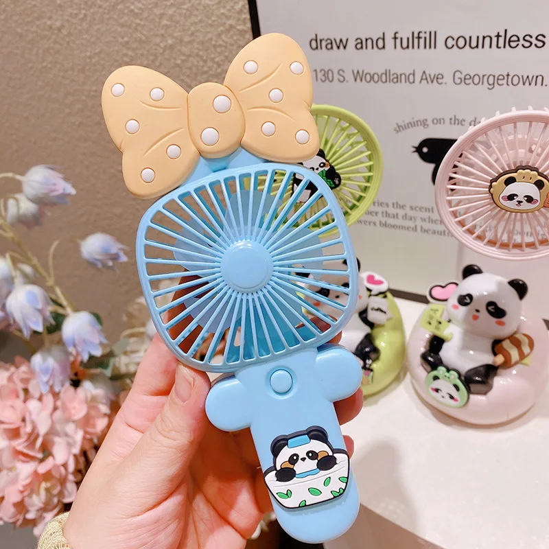 Kawaii القوس الباندا مروحة يدوية الصيف لطيف بارد مروحة محمولة مع كابل يو اس بي قابلة للشحن مروحة صغيرة الحيوان سطح المكتب الديكور