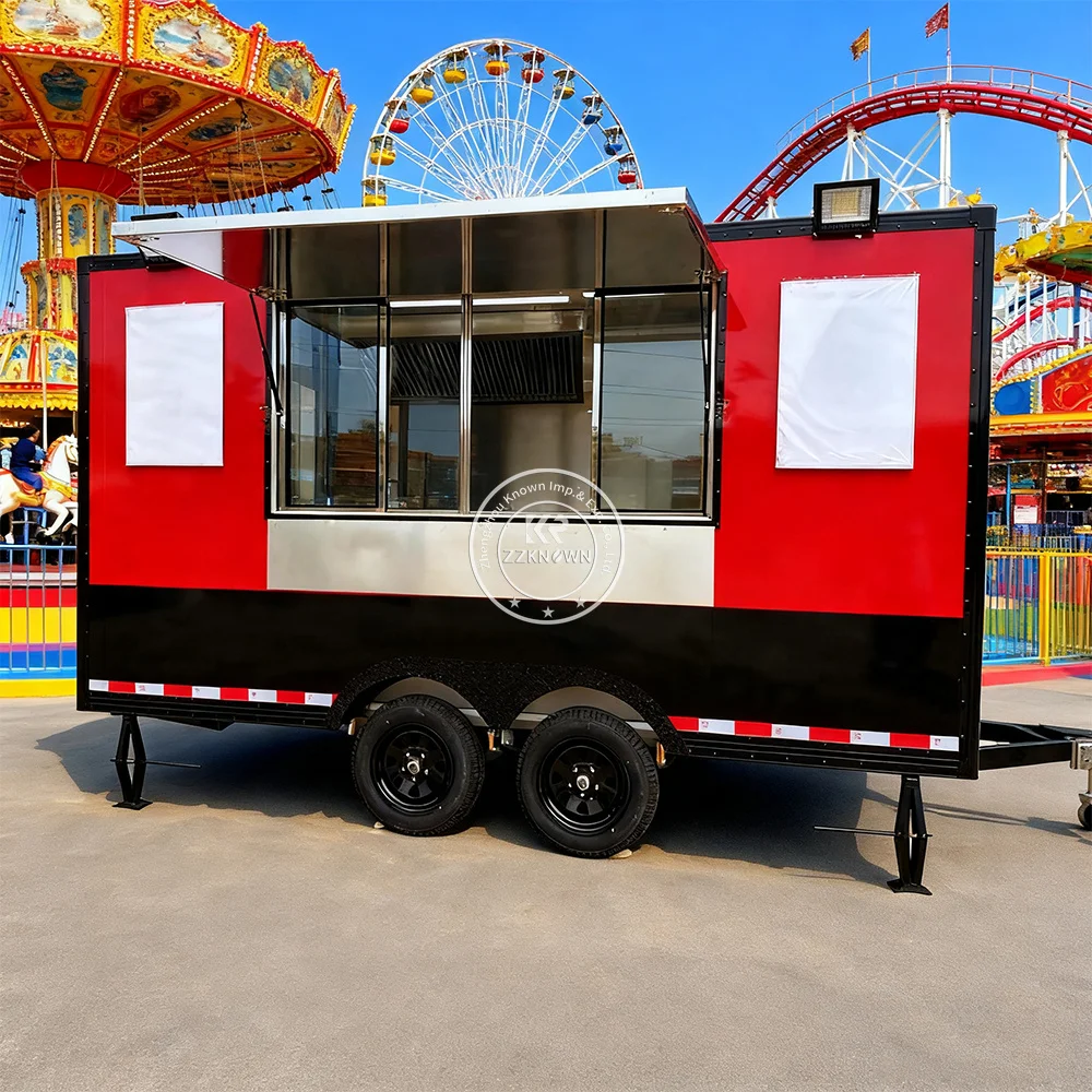 

Custom Bbq Restaurant Bar Fast Food Pizza Trailer Mobile Commercial Kitchen Street Concession Food Truck With Full Kitchen