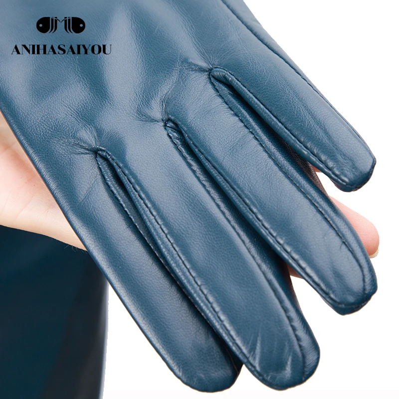 Gants en cuir longs de 50cm de couleurs multiples, gants en cuir pour femmes en peau de mouton, gants d\'hiver chauds pour femmes, gloves-2227C