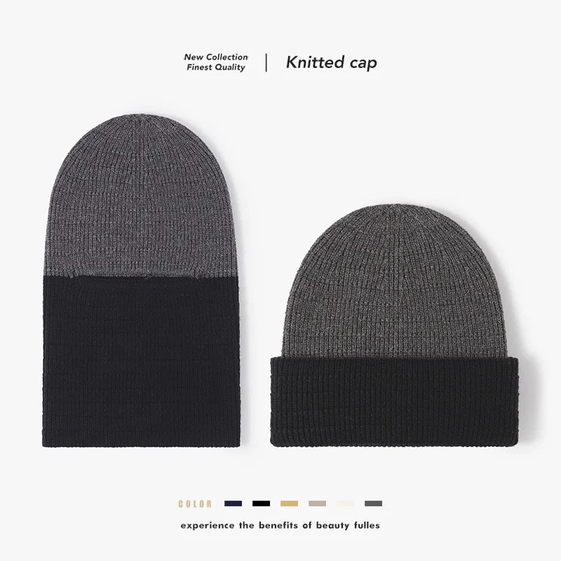 

56-62cm Xxl Cap Winter Leak Eye Warm Thick Caps Bandit Knit Hat Men Women Unisex Cold Hat Brimless Woolen Hats 4m635