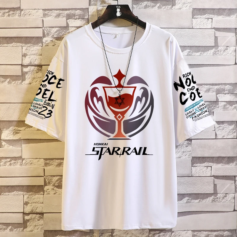 

2025 Anime Game Honkai: Star Rail Acheron Huohuo Jingliu Peripherals Short-sleeved T-shirt Schoolboy Teenagers Half-sleeved Tops