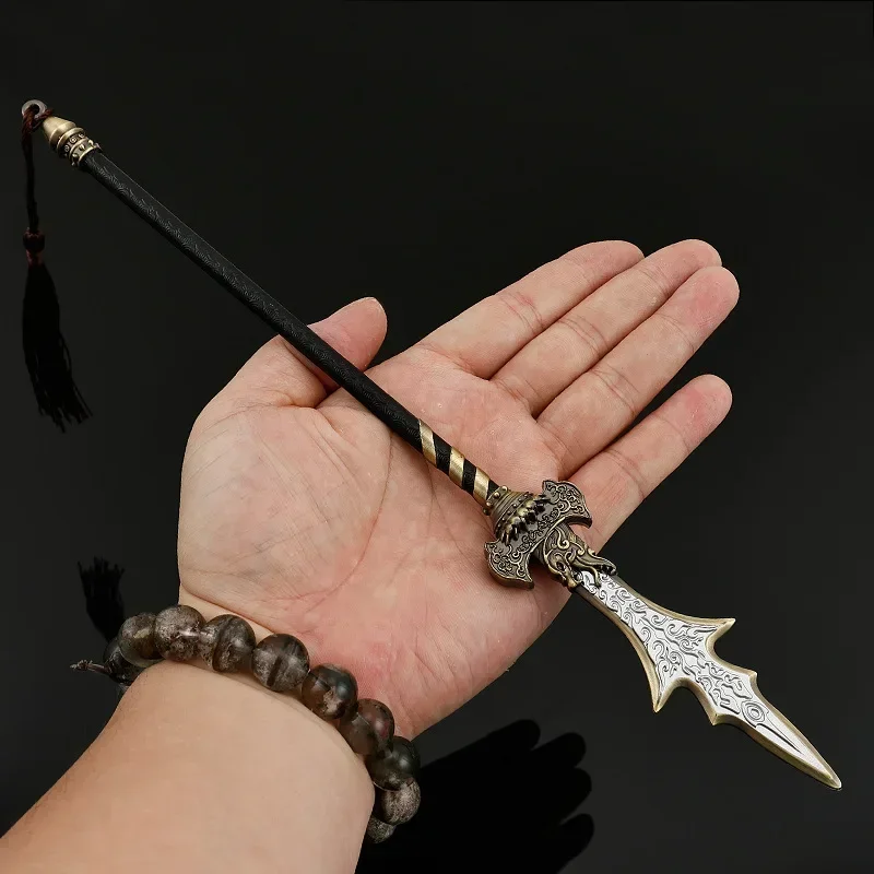 Llavero de Lanza de Yang Jian de 29 cm, Black Myth: Wukong, Accesorios del Juego, Modelo Totalmente Metálico, Figura Decorativa para el Hogar, Colección