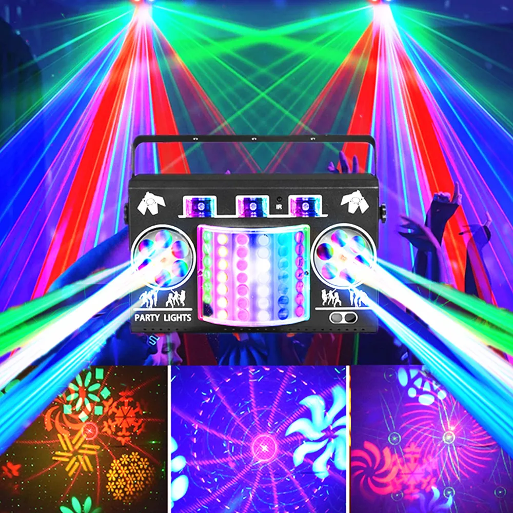 5-in-1 Disco Ball Light DJ Party Light with Projector Dance Patterns, Beam Light, Sound-Activated Remote Control DMX, Multi-Mode