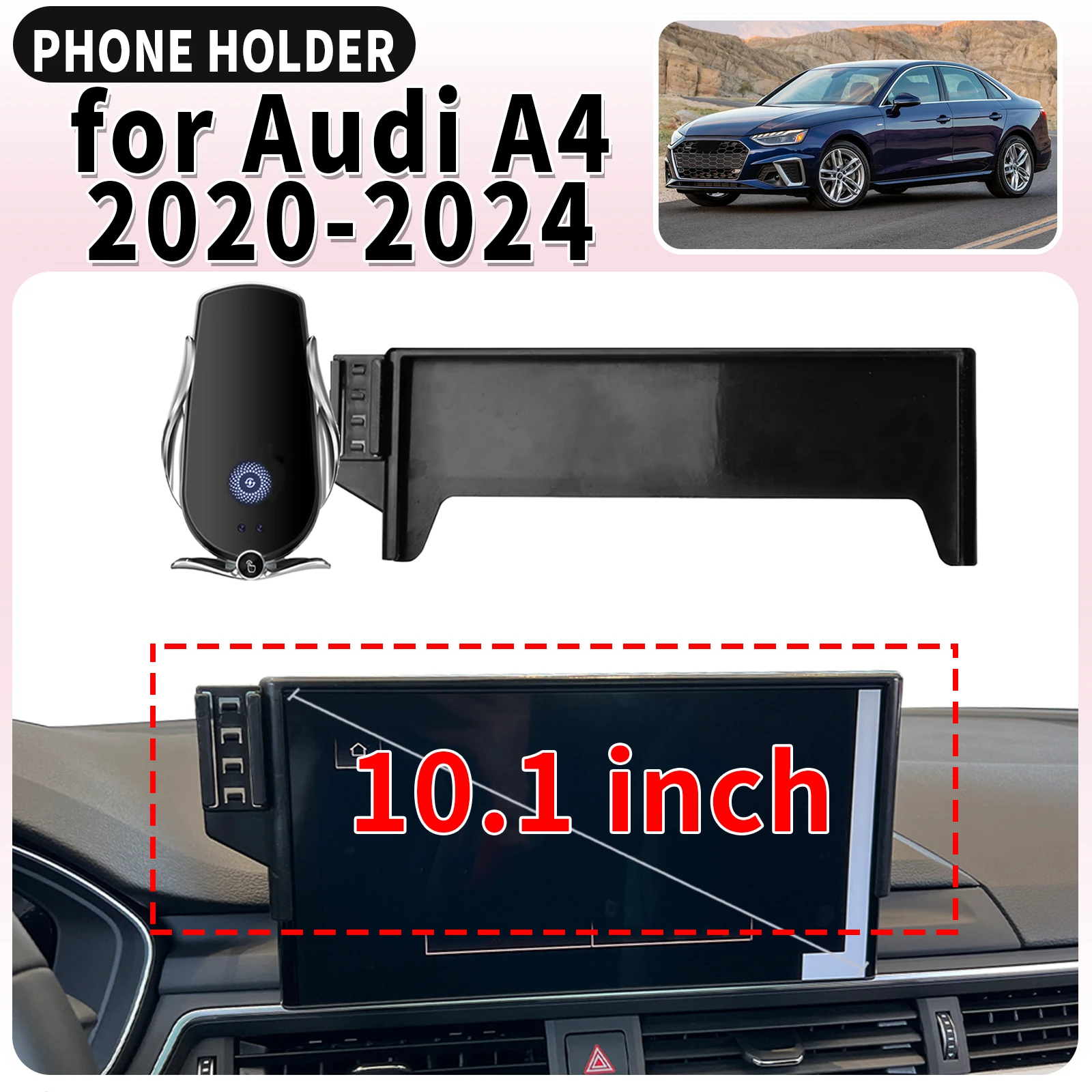

fit for Audi A4 2020-2023 2024 10.1 inch ​​Screen Base Mount Phone Holder Dedicated Clip-On Navigation Bracket Car​​ accessoires