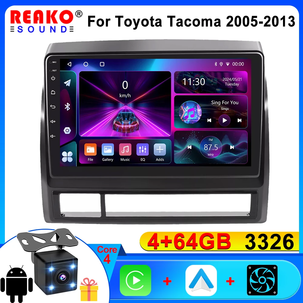 REAKOSOUND 9 inch Android Car Radio For Toyota Tacoma 2005-2013 Stereo Autoradio Carplay GPS Navigation 1 din Multimedia Player