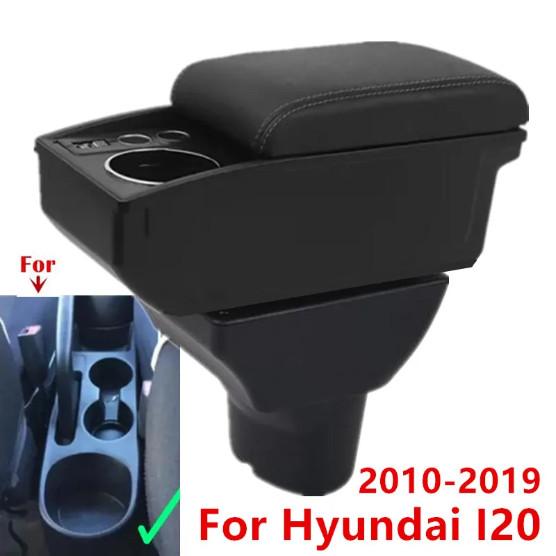 

For Hyundai I20 Armrest Box For Hyundai I20 Car Armrest double-layer Storage box cup holder Interior Retrofit Accessories