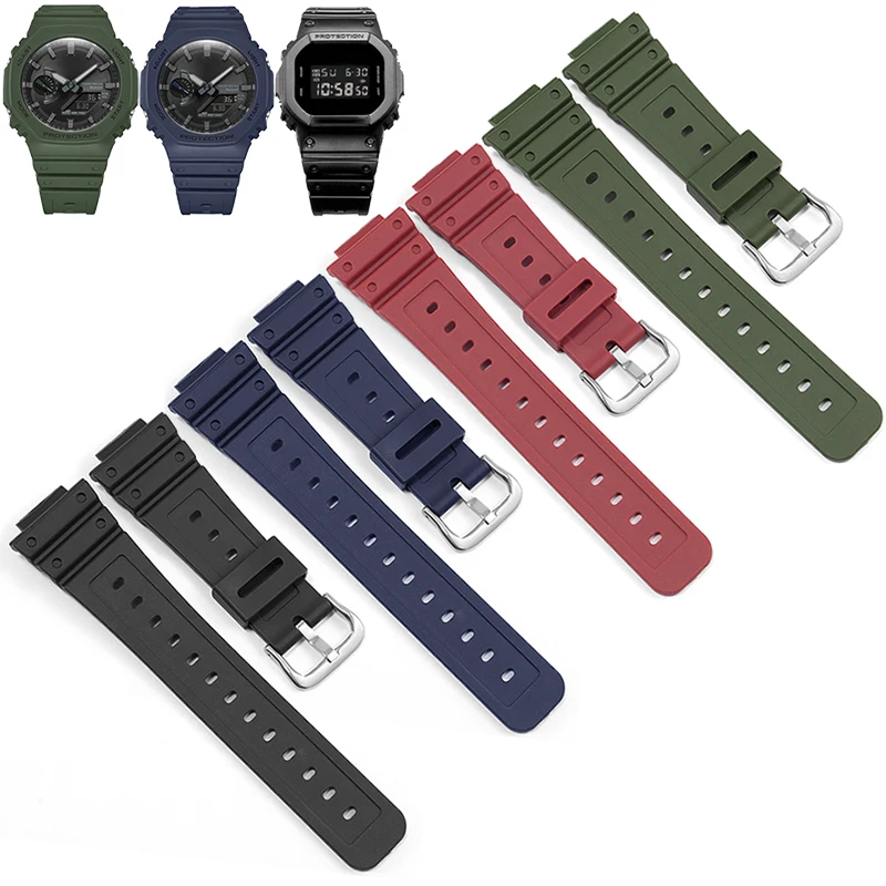 YOPO Rubber Watchband Suitable For CASIO DW 5600 6900 GM GA 2100 Pin Buckle Accessories Silicone Wristband Men