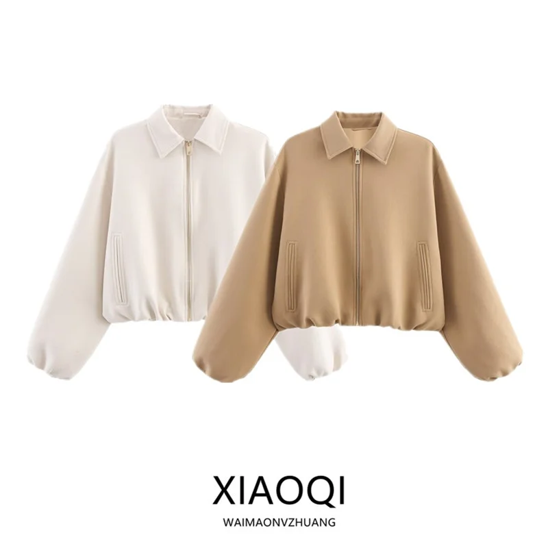 Chaqueta hoada de manga larga con cremallera para mujer, ropa de abrigo, nueva otoño 2025, abrigo corto versátil a la moda ...