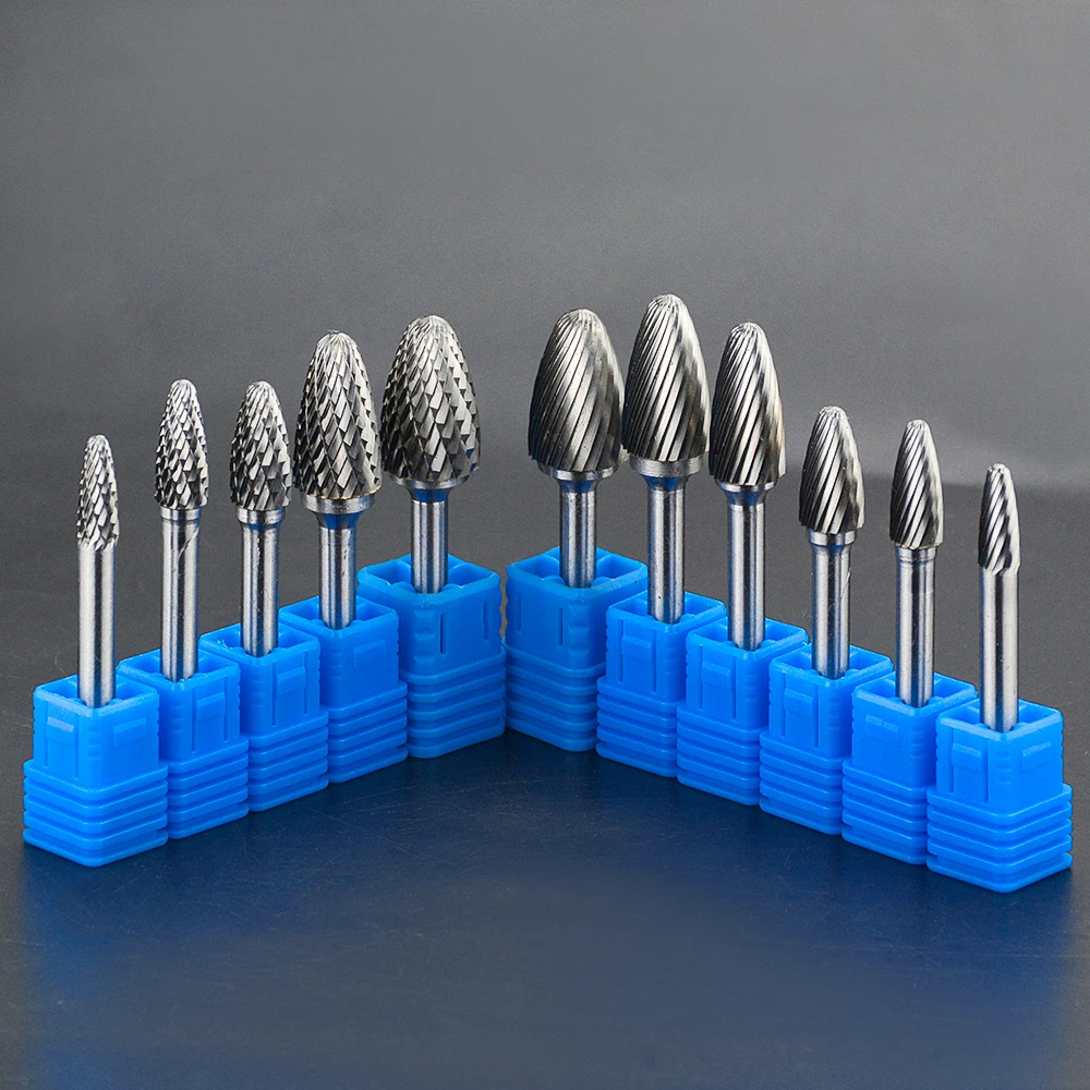 1pc Head Tungsten Carbide Rotary file Tool Point Burr Die Grinder Abrasive Tools 6MM Shank Drill Milling Carving Bit Tools