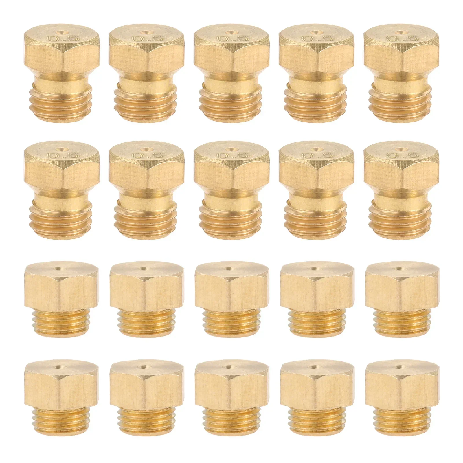 20pcs Propane LPG Gas Pipe Water Heater DIY Burner Parts Brass M6x0.75mm/0.5mmx10 + M5x0.5mm/0.68mm x10 Jet Nozzles Replace Part