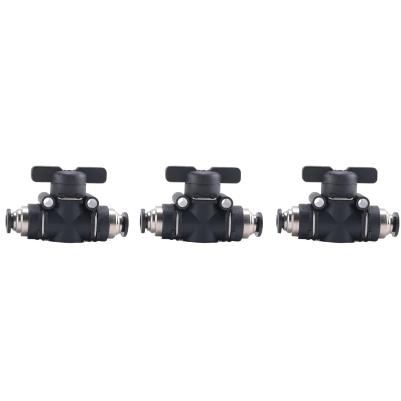 A61Z Deals 6Mm Push Connect Valve Ball Valve 6Mm Air Flow Control Valve Quick Connect Valve Tube Fittings 3 Pack Durable