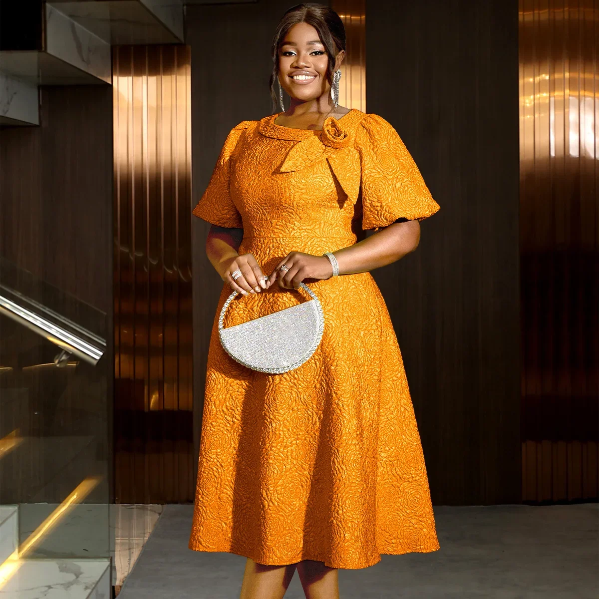 Spring Summer plus Size Jacquard Dress A-Line Fashion Party Banquet Temperament 2025 New Arrivals