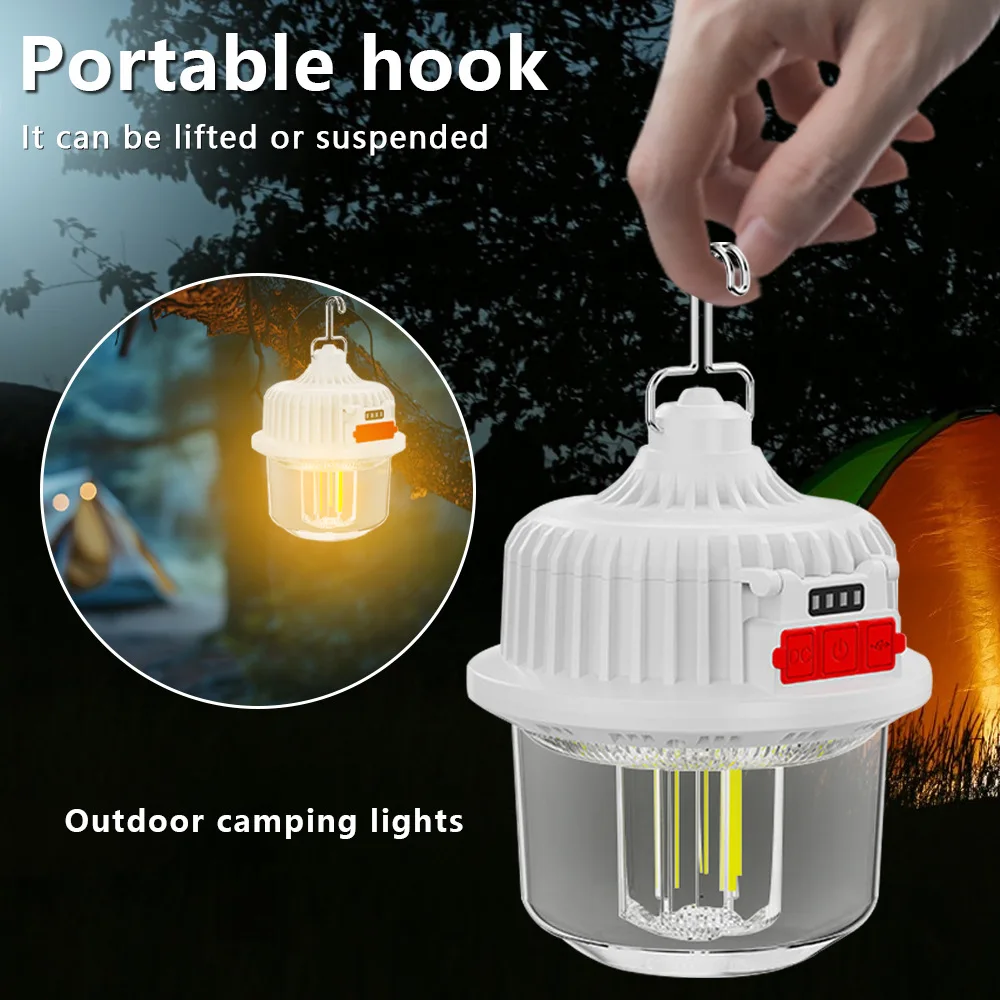 2400mAh Solar Camping Light 4 Modes Rechargeable Waterproof Lantern for Tent Outdoor Emergency Work Light Portable Hanging Torch