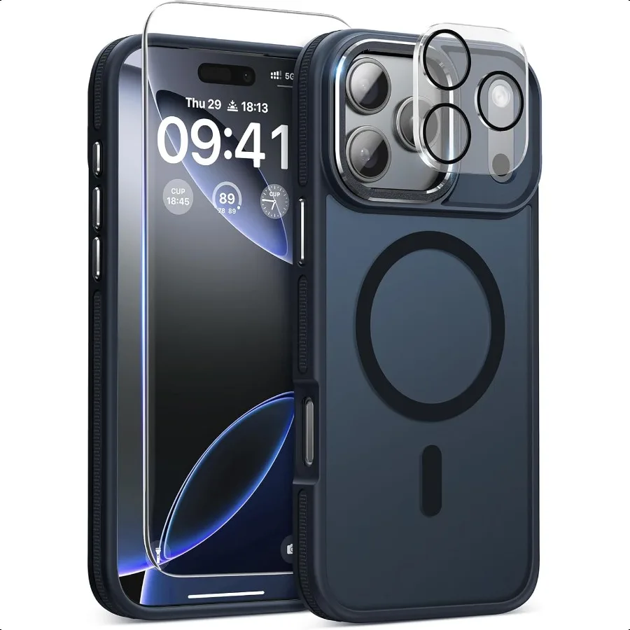 

Магнитный чехол 3 в 1 для iPhone 17 Pro Max [всенаправленная защита] с 1 защитной пленкой для экрана + 1 чехлом для камеры [Seaml Work