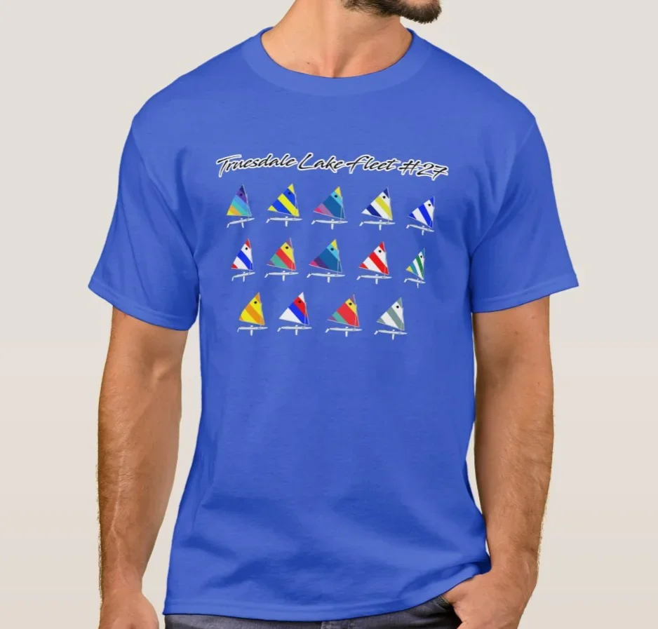 Truesdale Lake Sunfish Fleet. Fashion Sail Colors Design T-Shirt 100% Cotton O-Neck Short Sleeve Casual Mens T-shirt Size S-3XL