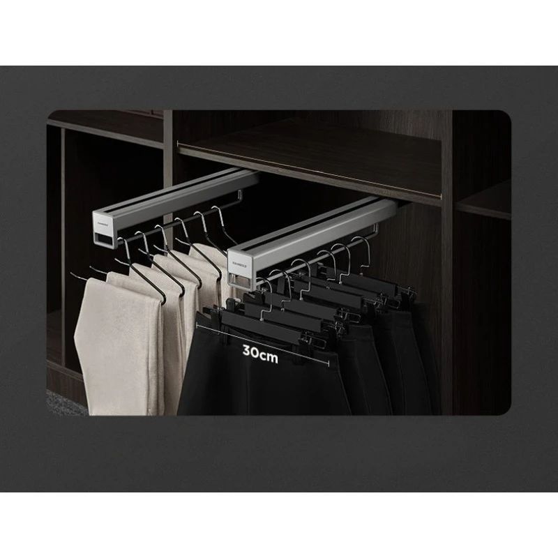 

wardrobe top storage pants rack, hydraulic damping cloakroom hanging rod