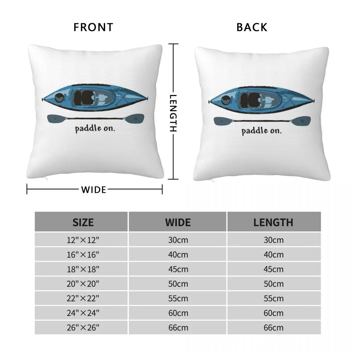 Blue Kayak With Paddle Square Pillowcase Polyester Linen Velvet Creative Zip Decorative Throw Pillow Case Home