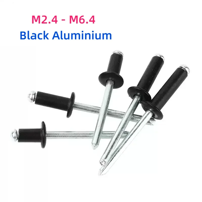 M2.4 M2.8 M3 M3.2 M3.6 M4 M5 M6 M6.4 Blind Rivets Pop Rivets Black Aluminium Round Head Pop Rivets Open End Decoration