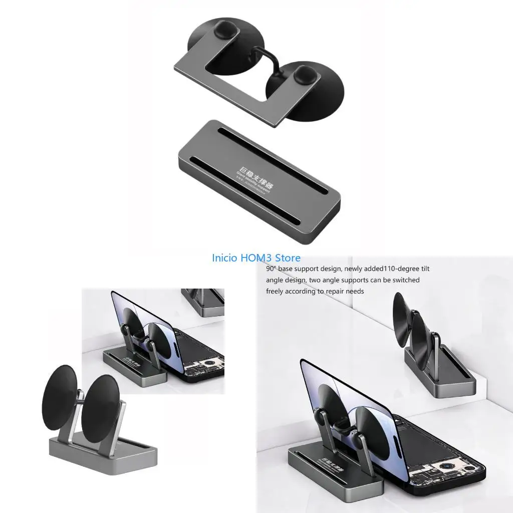 A5YD Double Suction Cup Phone Screen Fix Stand 110 Degree Adjustable