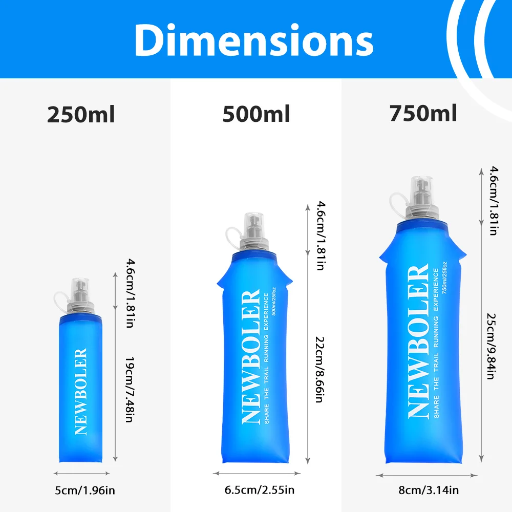 750ML Water Bottle TPU Folding Soft Flask Sport Water Bottle Water Bag Collapsible Water Bottle Running Camping Hiking