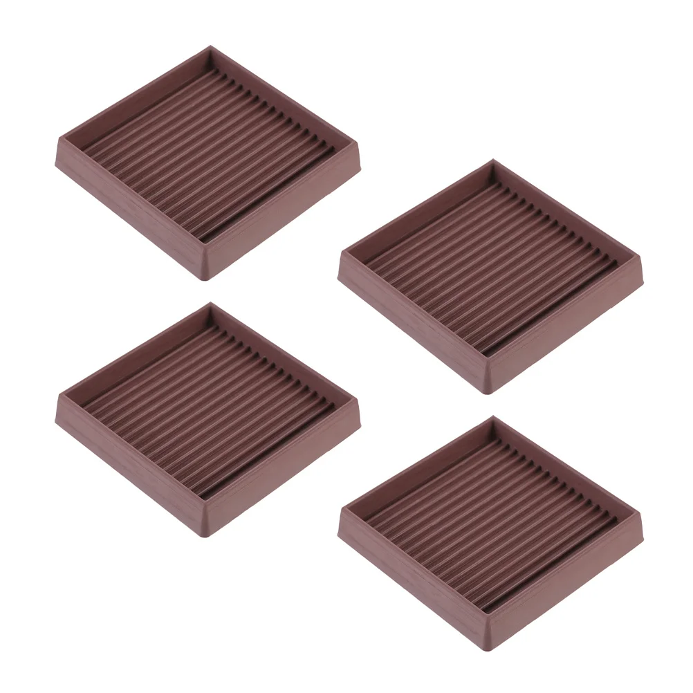 

4Pcs Non Slip Rubber Furniture Caster Cups Square Floor Protectors Anti Skid Pads Furniture Feet Bed Couch Stoppers