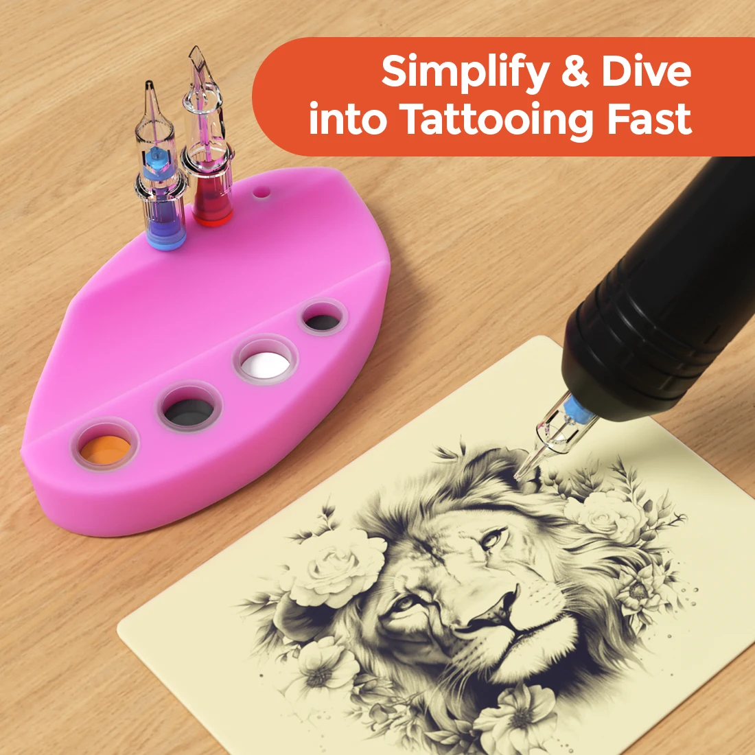 Silicone Tattoo Ink Cup Holder with Pen Slot Multi-Color Pigment Tray Reusable Pigment Tray for Tattoo Artists Tattoo Supplies