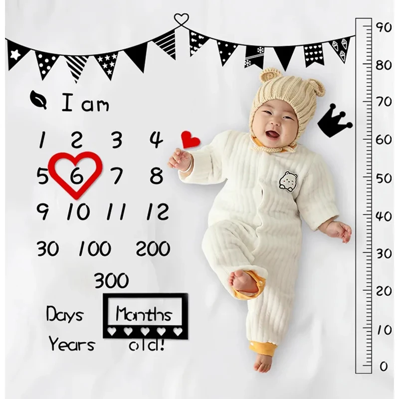 Infant Photography Background Blankets Cute Newborn Baby Milestone Photography Props Decoration Receiving Calendar Mat Cloth