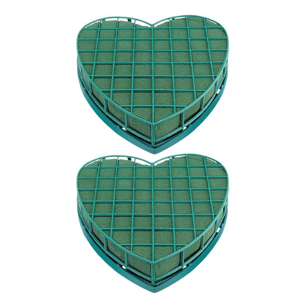 

2 Pcs Flower Garland Heart-Shaped Mud Wedding Foam Block Suction Cup Tray Floral Foams Disc Decor Green DIY Arrangement Sucker