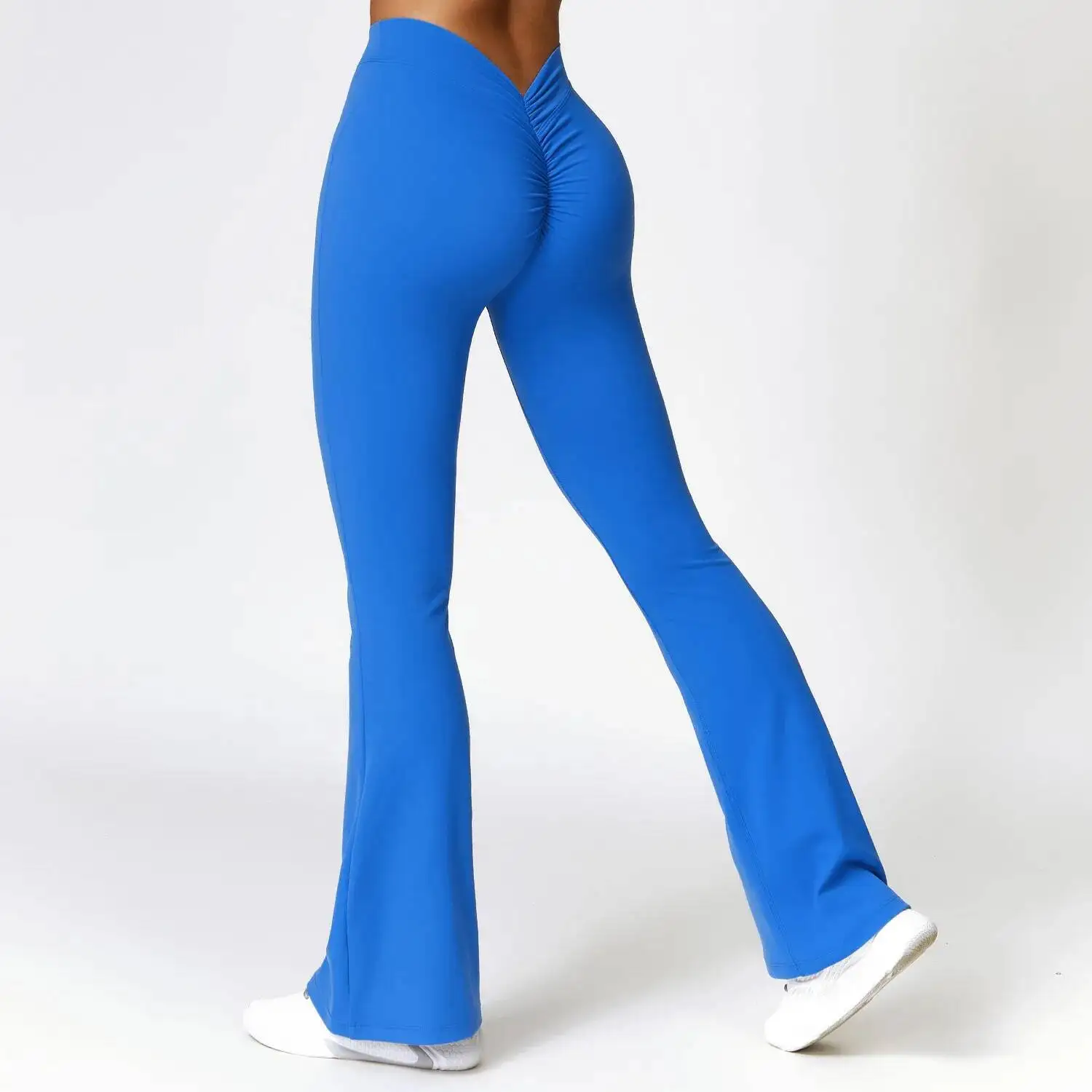 Pantalones acampanados deportivos para gimnasio para mujer, pantalones de baile en forma de V, mallas acampanadas para Yoga en la cadera, pantalones de pierna ancha de cintura alta