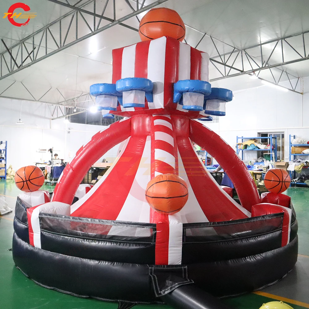 Transporte rápido 4x3.5m 8 jogadores infláveis basquete jogar bolas de jogo tiro inflável carnaval brinquedos eventos festa aluguel