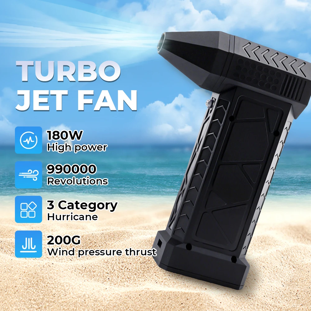 

990000 об/мин жестокий вентилятор Мощный воздуходувка Вакуумный пылесос Тип-C Зарядка Сильный ветер 58 м/с Бесщеточный турбоструйный вентилятор Сухой