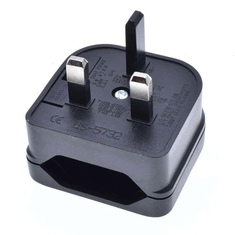 Adapter wtyczki EU 2pin na UK 3pin z bezpiecznikiem 3A/5A/13A UK Brytyjski elektryczny adapter podróżny Gniazdo konwertera Przewód zasilający AC Gniazdo