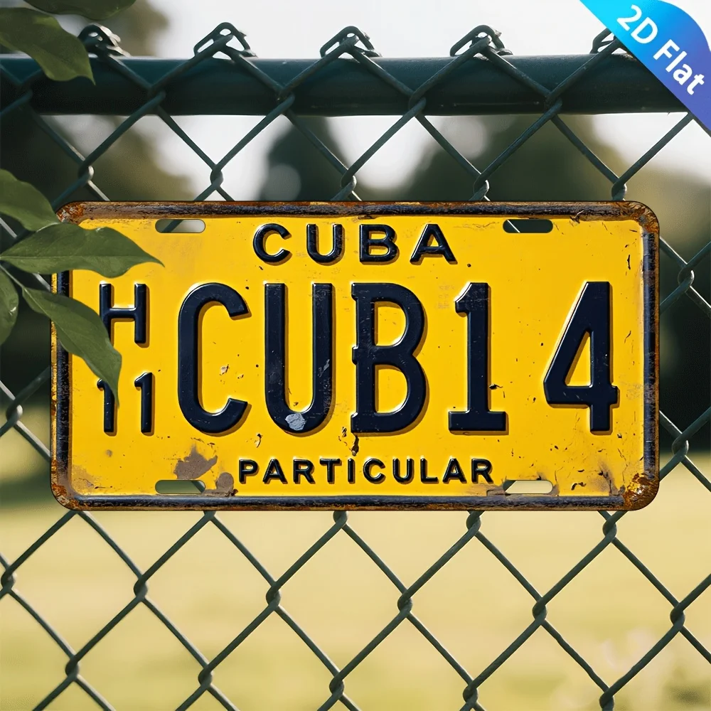 2D Flat,Is for Decoration Solely. This Is a Vintage Cuban Havana Metal Sign, Measuring,for Wall Decoration.It Has a Retro Style