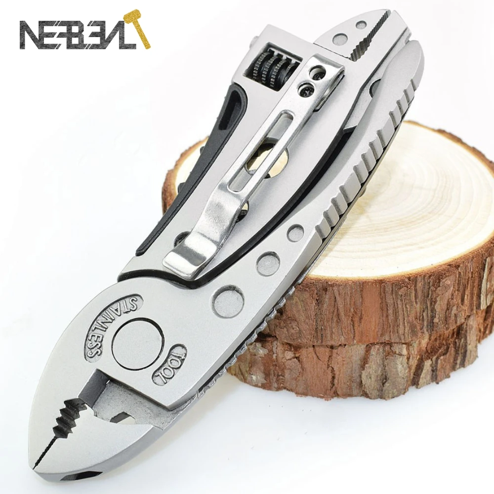 

Multi-Function Folding Utility Tool - Travel Camping Pliers Wrench with Adjustable Jaw & Screwdriver for Outdoor Tasks