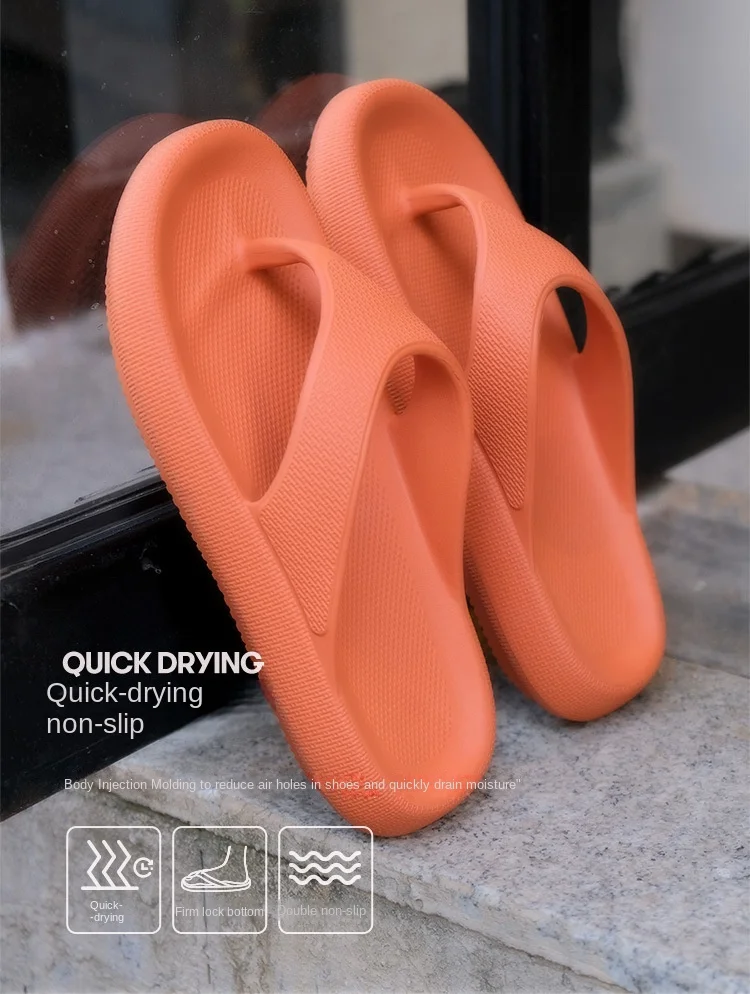 2023 new summer bathroom home slippers female summer foot shit feeling thick-soled flip-flops eva toe loafers