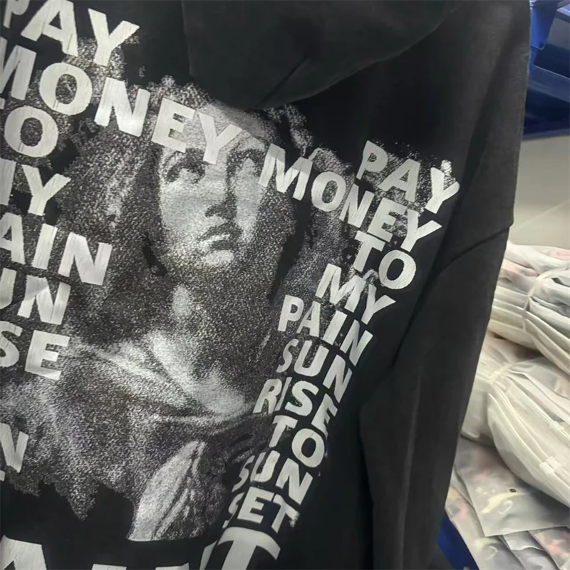 Flame Dollar Money Print Saint Hoodie Men Women America Streetwear Sweattshirts High Quality Printed Graphic Hooded Pullovers