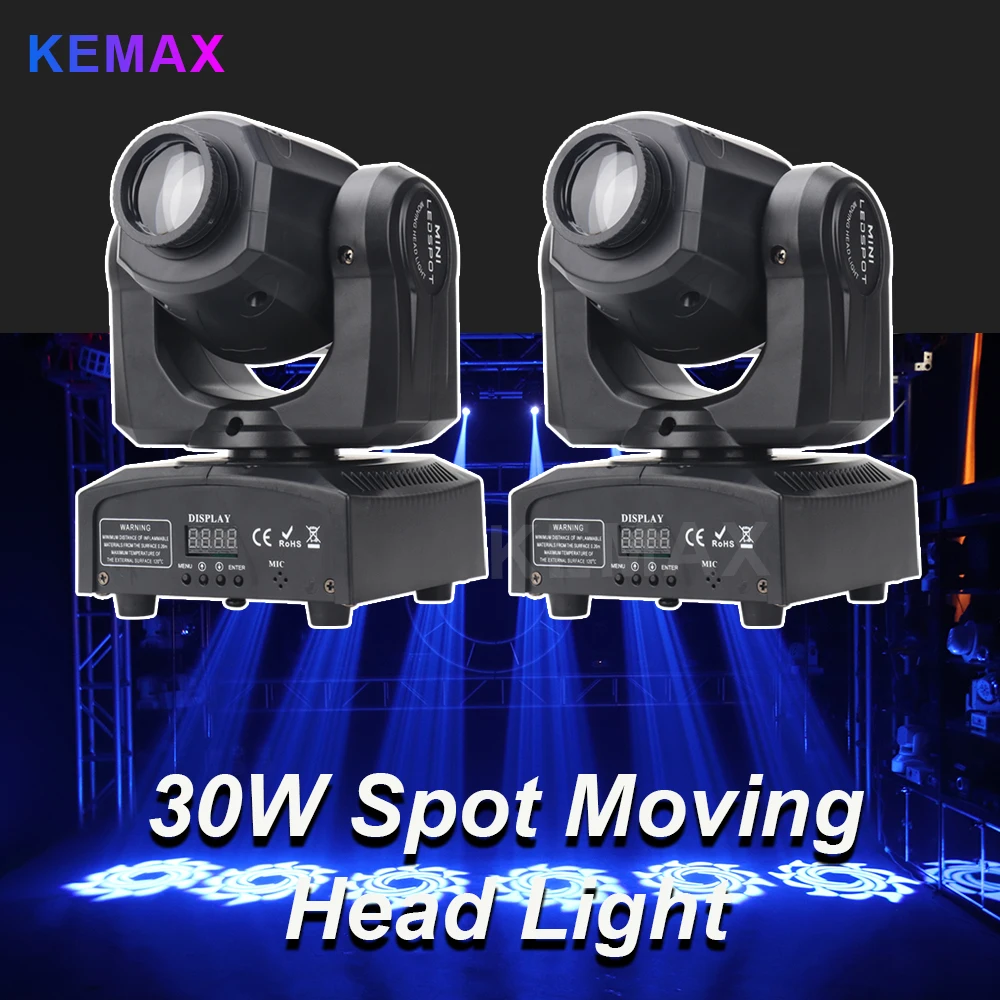 

2PCS 30W Moving Head Spot Light Mini Disco DJ Party Lights Lyre Beam DMX512 Mobile RGBW 8Colors Stage Projector for Nightclub